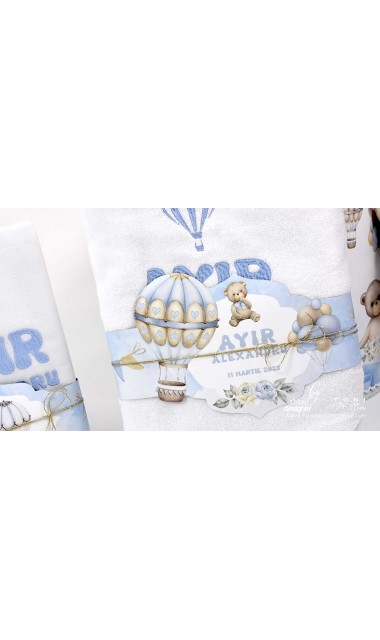 Trusou botez cu ursuleti albastri si baloane de aer cald Teddy Bear Bleu Hot Air Balloons 13